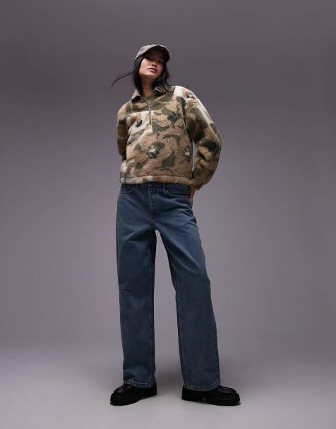 Lacoste - Sweatshirt met korte rits en camouflageprint in beige - view 1