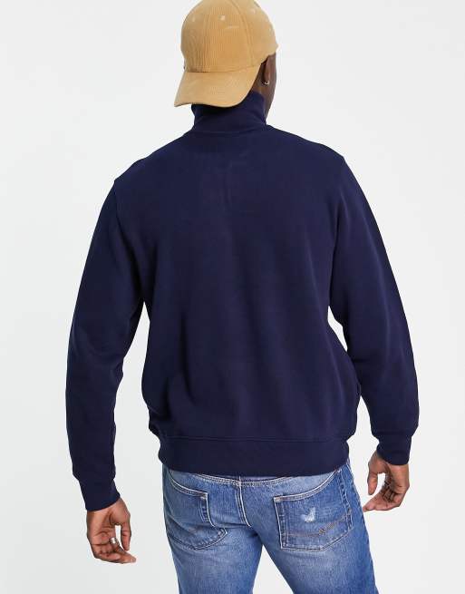 Lacoste - Sweatshirt met opstaande boord en korte rits in marineblauw , 2 van 4