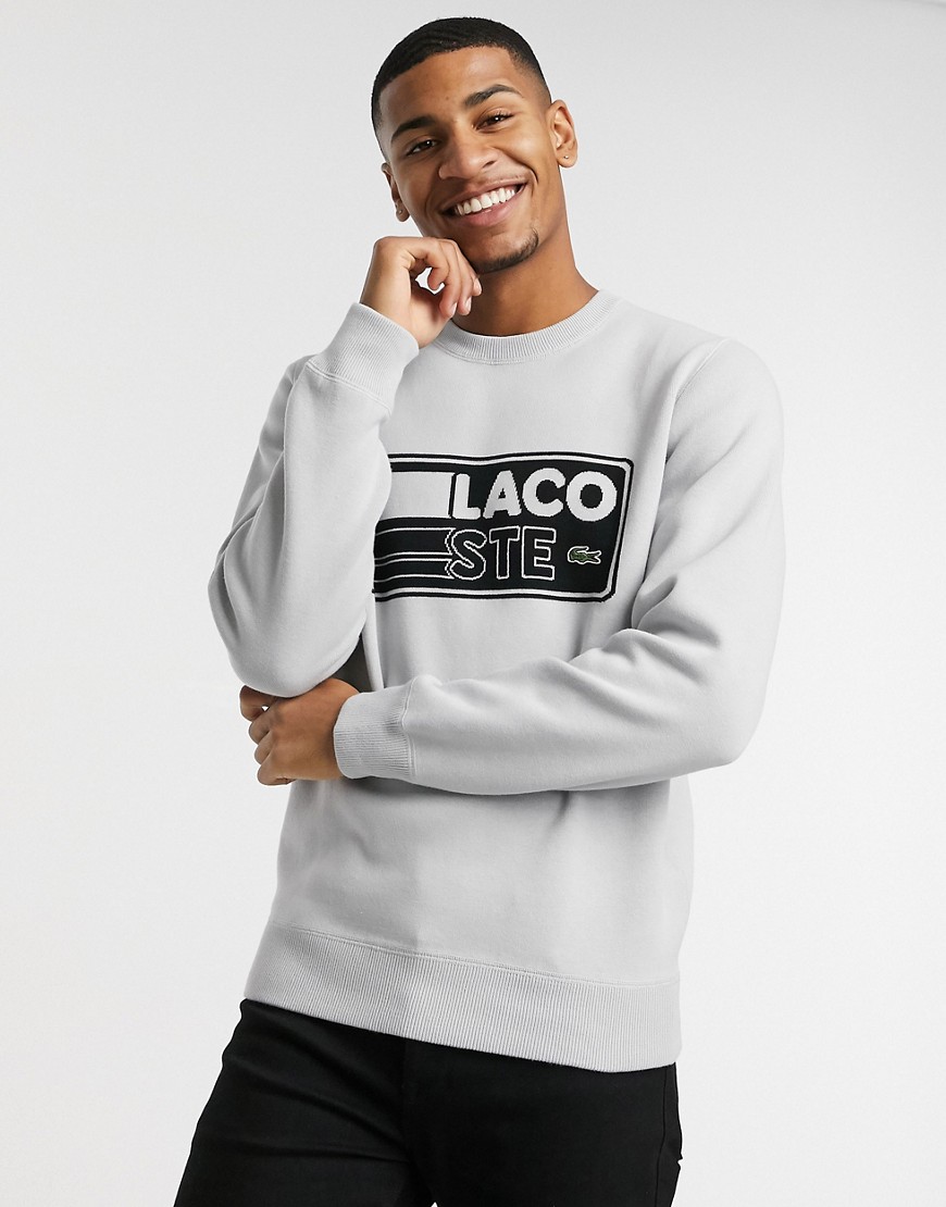 Lacoste - Sweatshirt met ronde hals en groot logo in grijs