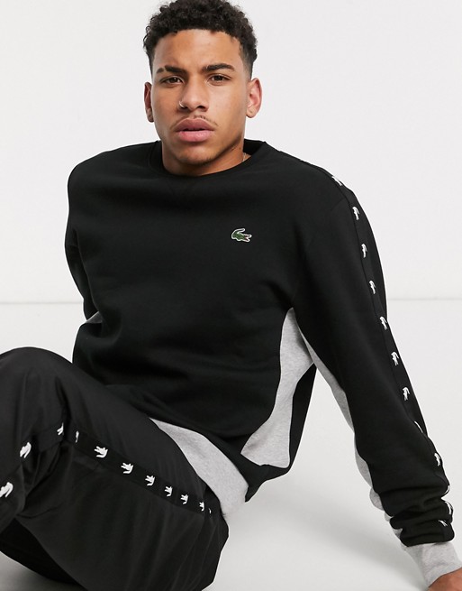 Lacoste sweatshirt with brand taping in black