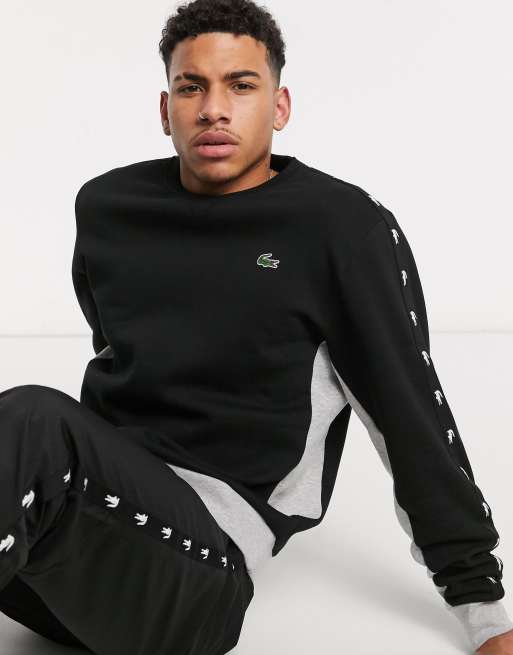 Lacoste sweatshirt with brand taping in black ASOS