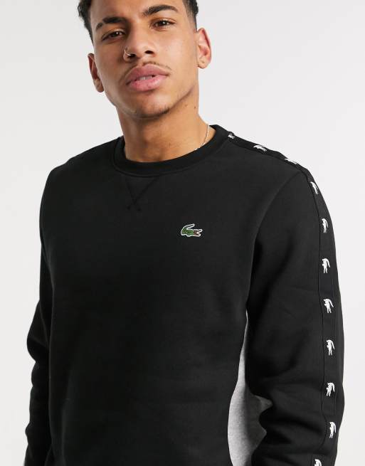 Lacoste sweatshirt with brand taping in black ASOS