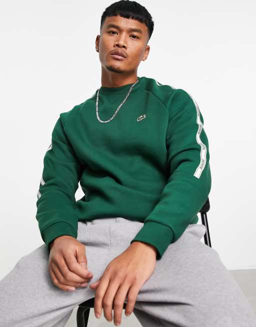 Lacoste sweatshirt with sleeve taping in green