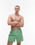 [Lacoste] Lacoste swim shorts in green with all-over croc print S Green