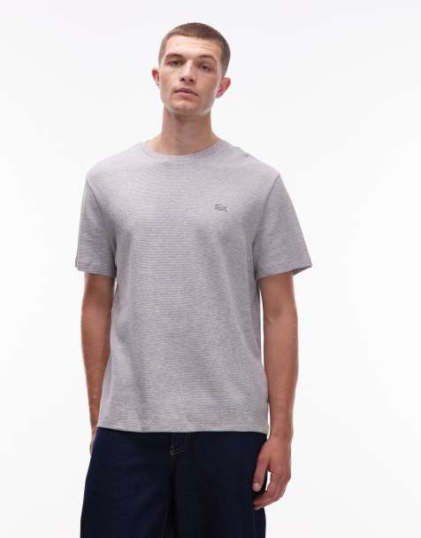 Lacoste – Szary T-shirt o waflowej strukturze - view 1