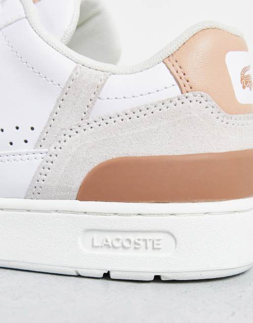 Lacoste leather sneakers in suede with rose gold trim |