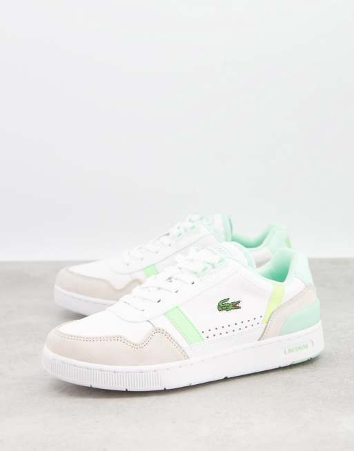 Lacoste T-Clip pastel panel sneakers in white multi