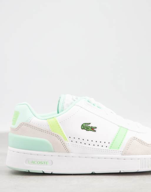 Lacoste T-Clip pastel panel sneakers in white multi