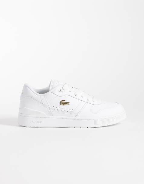 Lacoste t-clip set gold detail sneakers in white - view 1