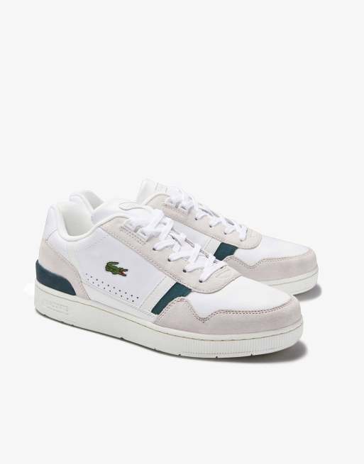 kaffe Prisnedsættelse Motivere Lacoste T-clip sneakers in white / green | ASOS