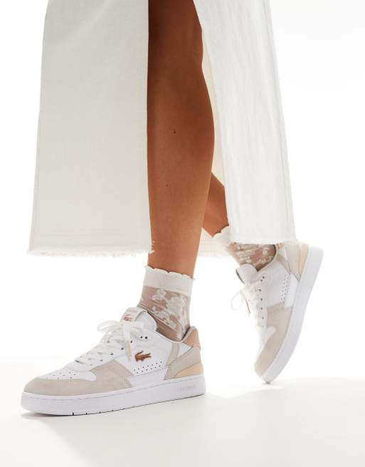 Lacoste T-Clip sneakers in white light pink ASOS