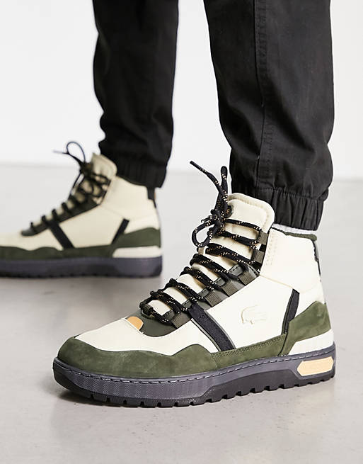 Lacoste t-clip winter mid boots in white green