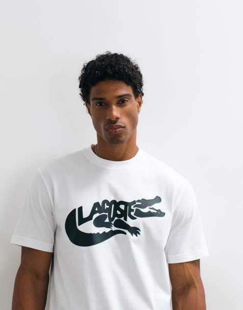 Lacoste - T-shirt à imprimé graphique et logo crocodile - Blanc - view 1