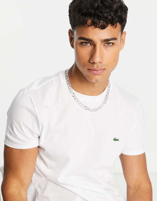 Lacoste T shirt logo en coton pima Blanc ASOS