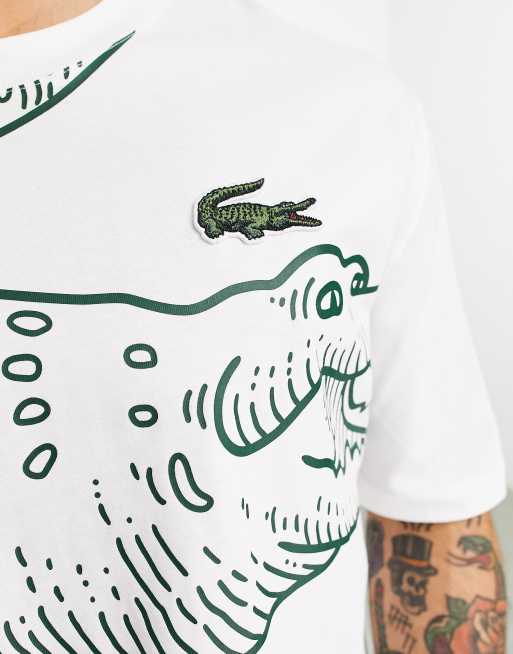 Lacoste T shirt ample avec grand logo crocodile Blanc ASOS