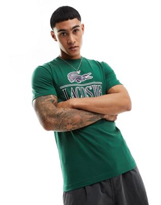 Lacoste large front logo t-shirt in dark green - ASOS Price Checker