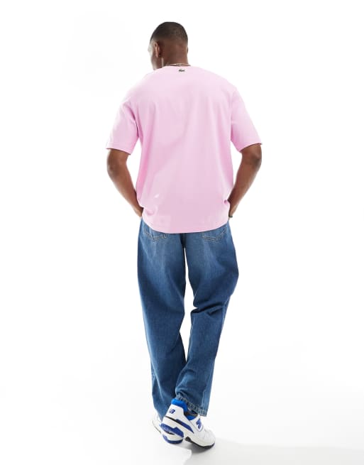 Lacoste - T-shirt avec imprimé logo devant - Rose, 4 de 4