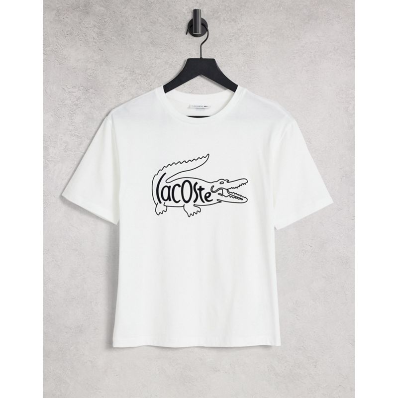Donna Designer Lacoste - T-shirt bianca con logo a coccodrillo