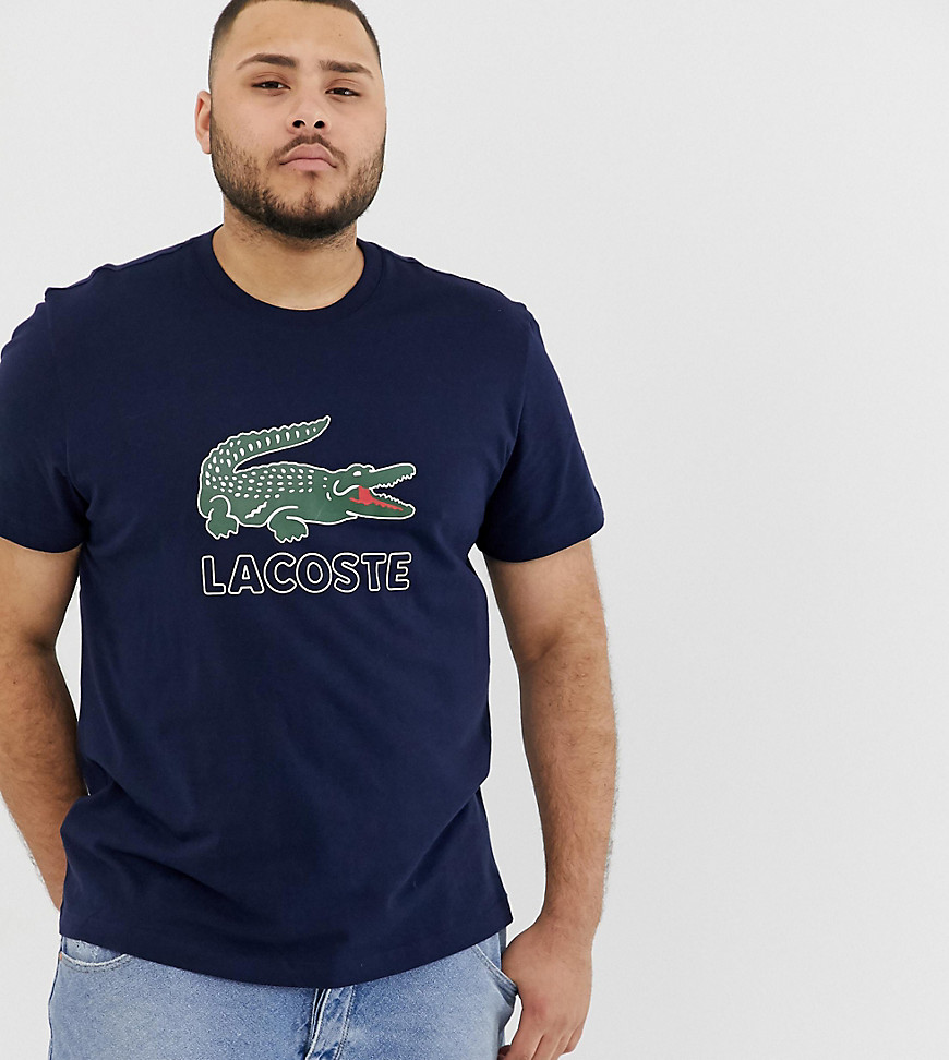 Lacoste - T-shirt blu navy con logo a coccodrillo grande