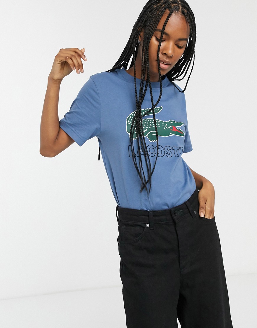 Lacoste - T-shirt con logo a coccodrillo rétro-Blu