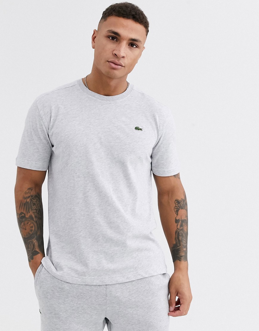 Lacoste - T-shirt con logo grigio mélange