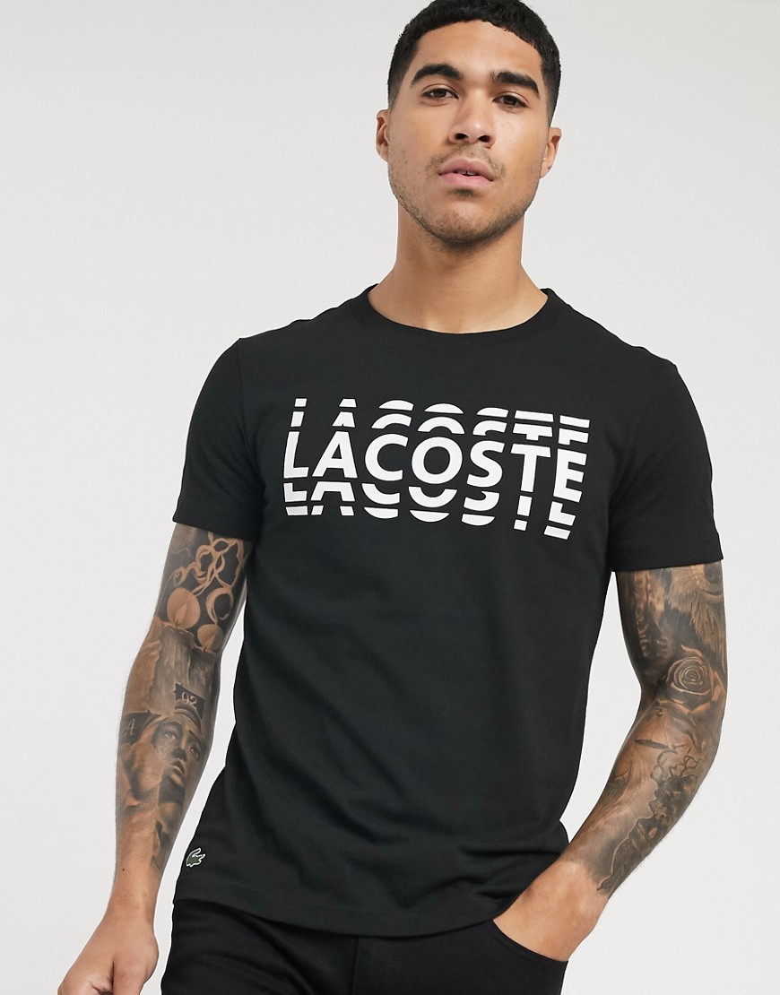 Lacoste - T-shirt con scritta grande del logo nera-Nero