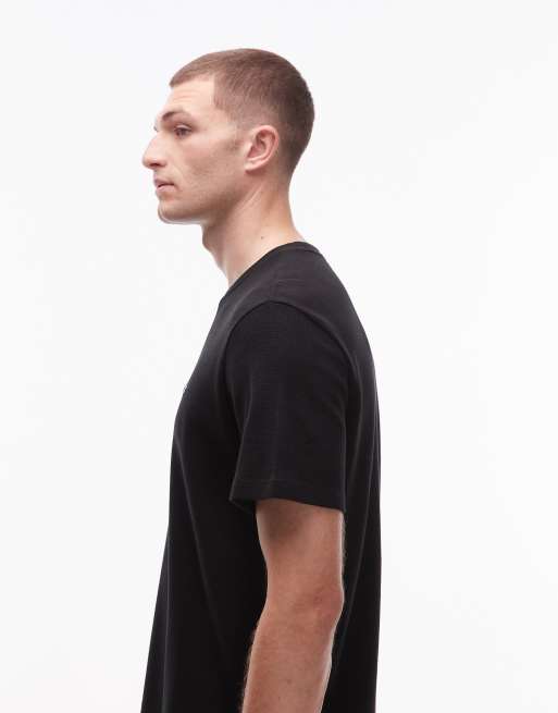 Lacoste - T-shirt confort en tissu gaufré - Noir, 4 de 5