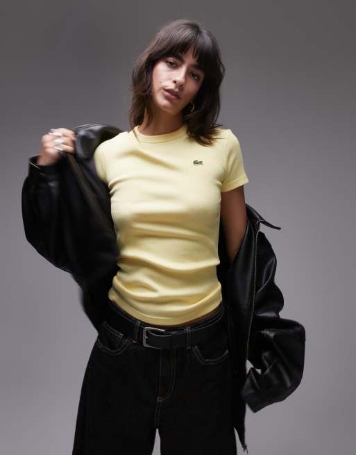 Lacoste - T-shirt gialla a coste, 2 di 4