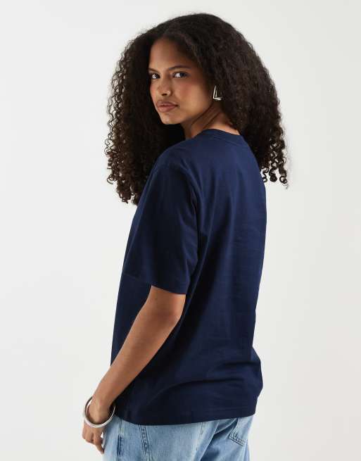 Lacoste T-shirt i navy med afslappet pasform, blød bomuld og logo, 4 af 4