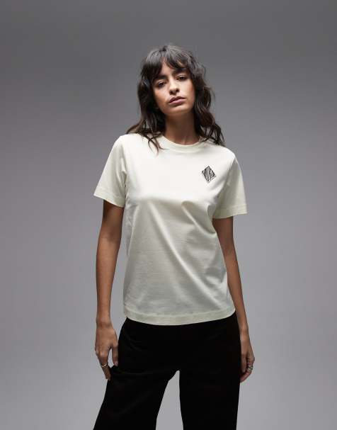 Lacoste – T-Shirt in Beige mit Logo - view 1