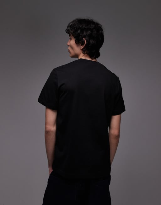 Lacoste t-shirt in black with chest logo piping