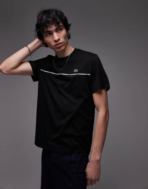Lacoste t-shirt in black with chest logo piping