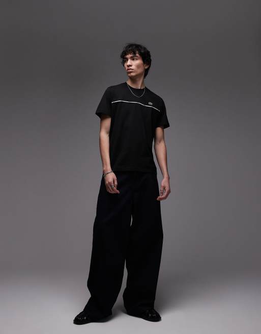Lacoste t-shirt in black with chest logo piping