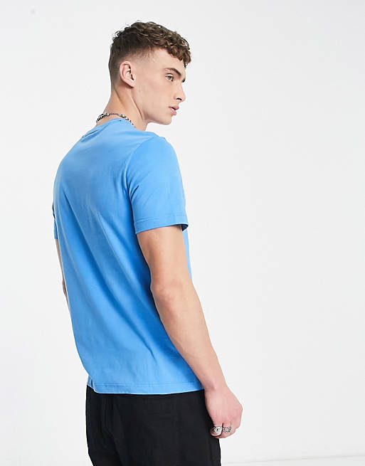 Lacoste – T-Shirt in Blau mit großem Logo und Krokodil-Print | ASOS