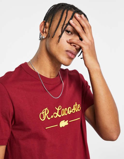 Burgundy lacoste t clearance shirt