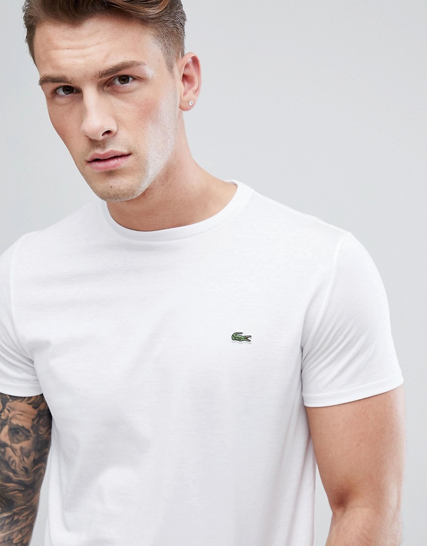 Lacoste - T-shirt in cotone Pima bianco con logo