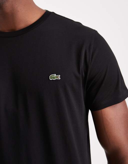 Lacoste - T-shirt in cotone Pima nero con logo, 5 di 5