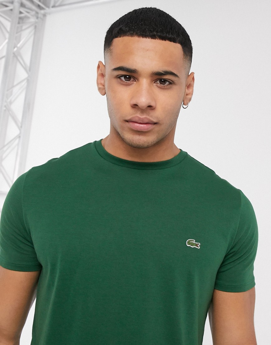 Lacoste - T-shirt in cotone pima verde scuro con logo