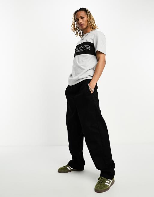 Lacoste – T-Shirt in grau meliert im Blockfarbendesign, 2 von 4
