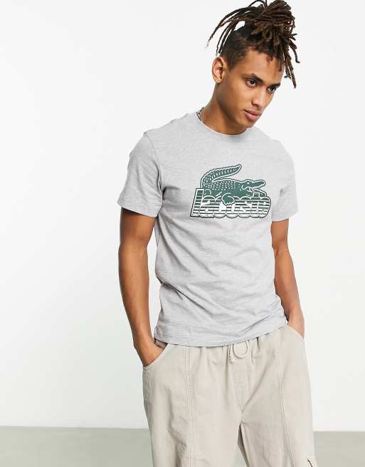 Lacoste – T-Shirt Grafikprint mit vorne ASOS in | Grau