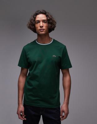 Lacoste Lacoste t-shirt in green with neck tipping