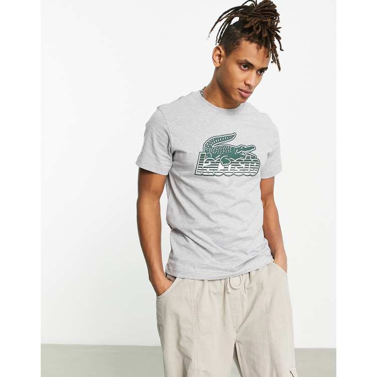 Lacoste t shirt in grey with front graphic