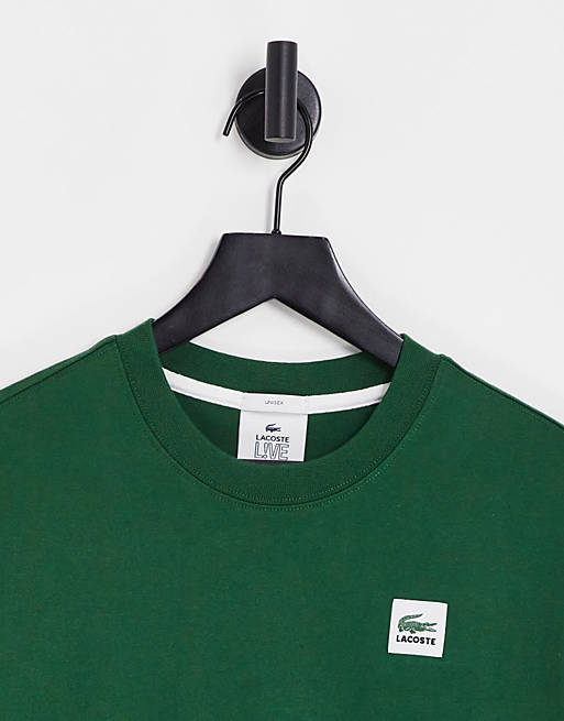Lacoste – T-Shirt in Mittelgrün mit Brust-Logo | ASOS