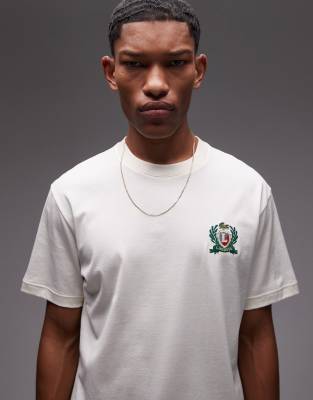 Lacoste Lacoste t-shirt in off white with emblem embroidery