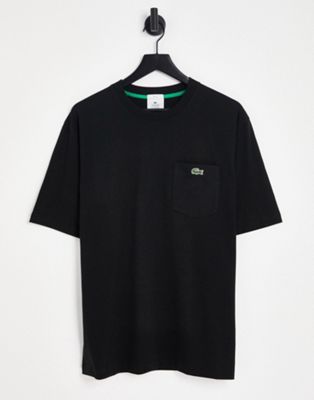 Lacoste – T-Shirt Schwarz in ASOS mit Rückenprint 