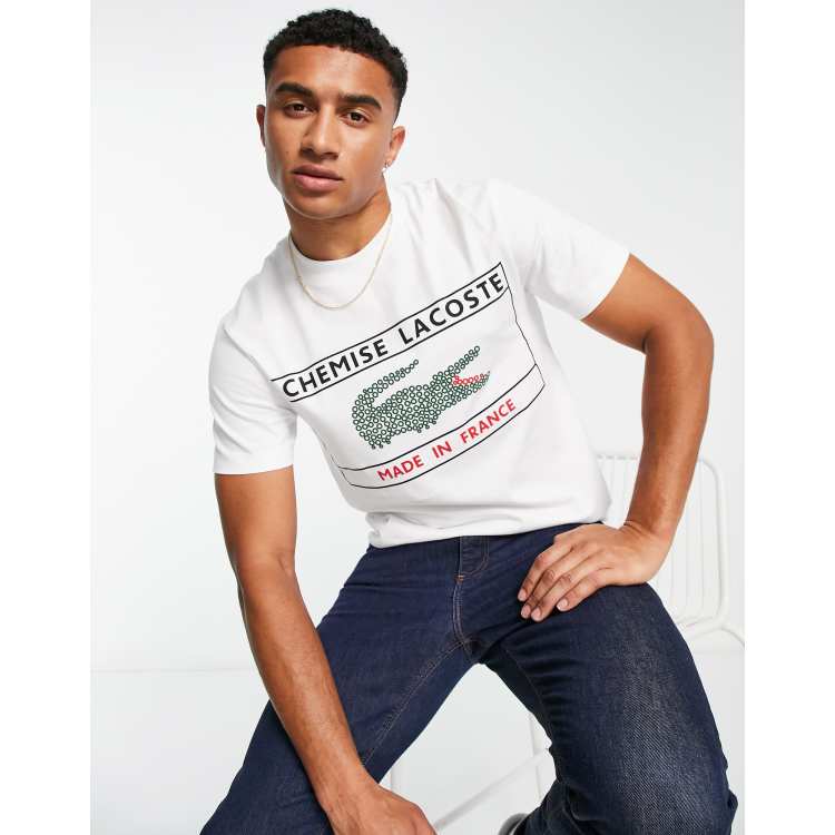 Lacoste – T-Shirt in Weiß mit „Chemise Lacoste“-Druck | ASOS | T-Shirts