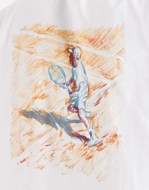 Lacoste – T-Shirt in Weiß mit Gemälde-Rückenprint, 5 von 5