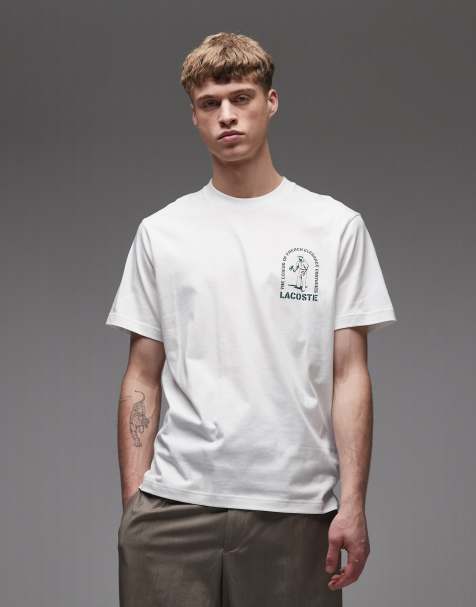 Lacoste – T-Shirt in Weiß mit kleinem Grafik-Logo - view 1
