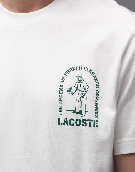Lacoste – T-Shirt in Weiß mit kleinem Grafik-Logo, 4 von 5