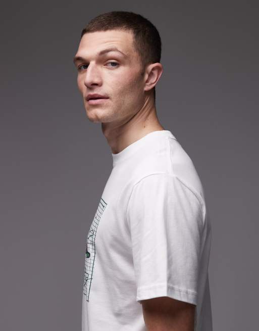 Lacoste – T-Shirt in Weiß mit Krokodil-Grafik auf der Brust, 4 von 5